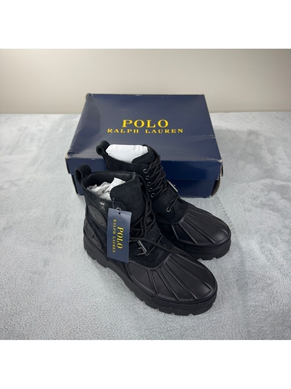 Polo Ralph Lauren NWT Oslo High Waterproof Black Boots 9D/8 UK/42 EU with Box